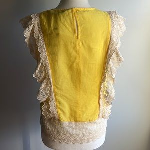 Zara Fine Floral Silky Slate Blue Lace Trim Top main image 0